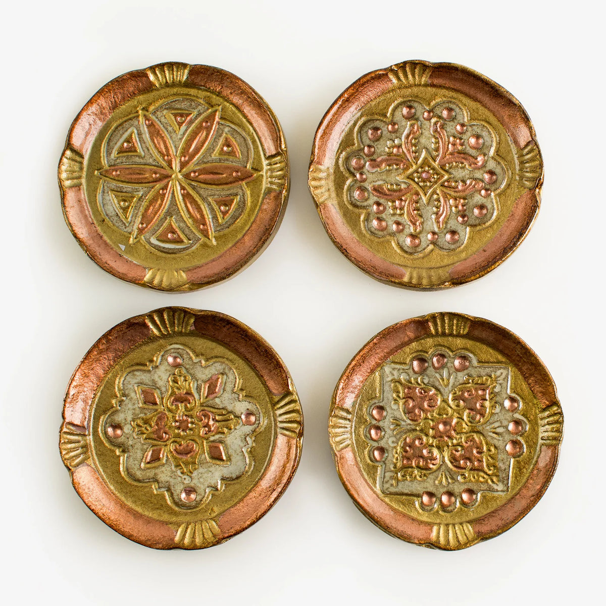Set of Florentine wood coasters from My Italian Decor, featuring decorative trays with intricate Italian-inspired designs.