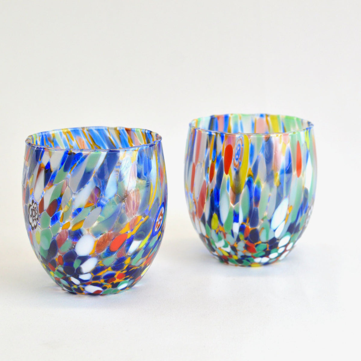 Italian Glass Pitcher - Drink Glasses - Multicolored spots - Made in Italy - My Italian Decor