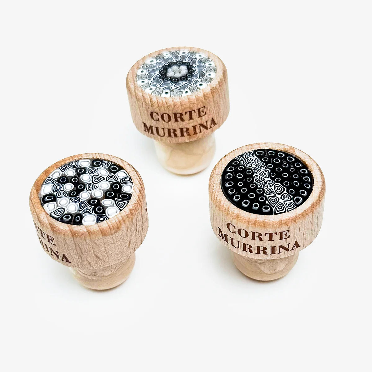 Murano glass wood wine stopper by MyItalianDecor, featuring colorful handcrafted Italian glass and wood accents for bottle sealing.