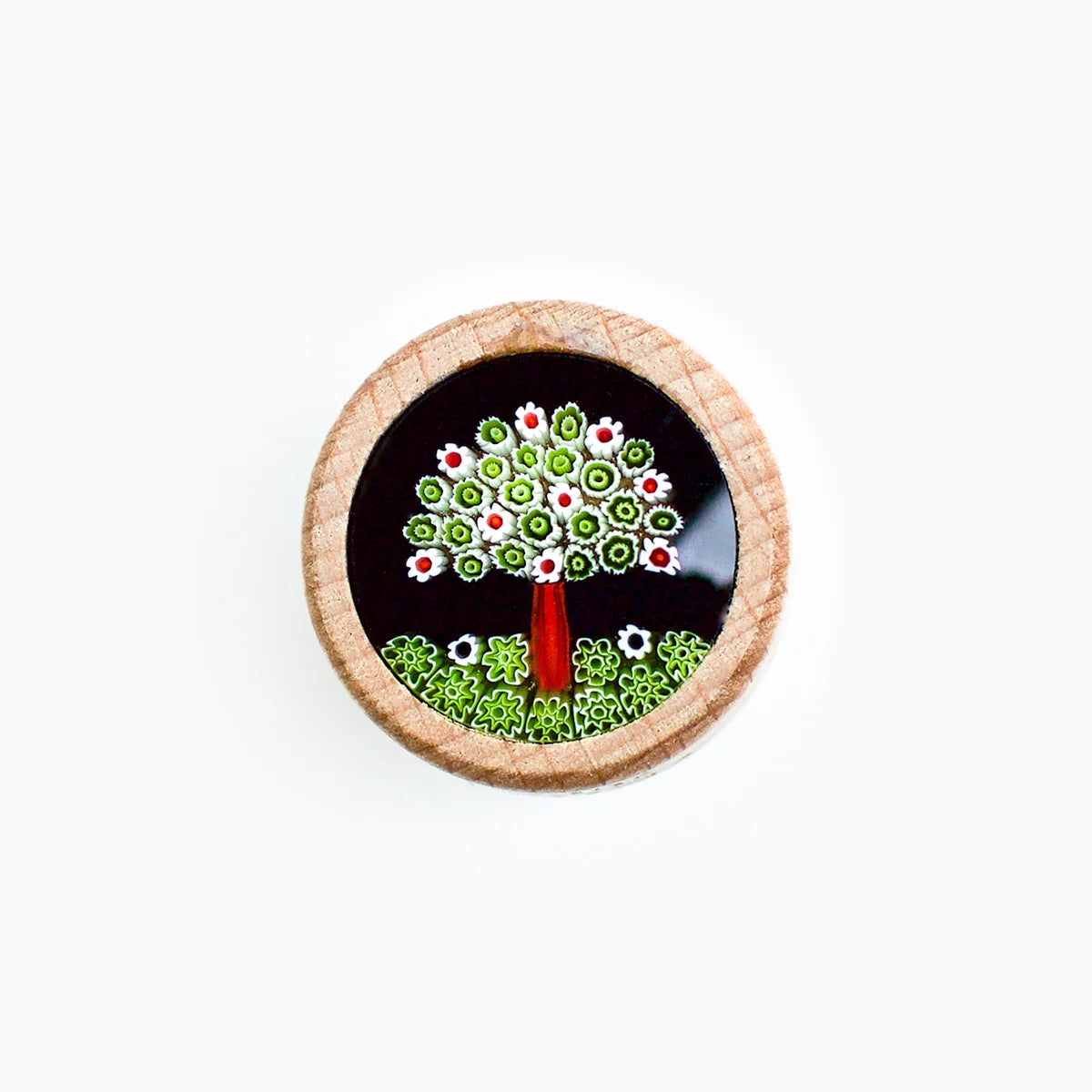 Murano glass wood wine stopper with tree design, made in Italy, for sealing wine bottles in the bottle stoppers and savers category.