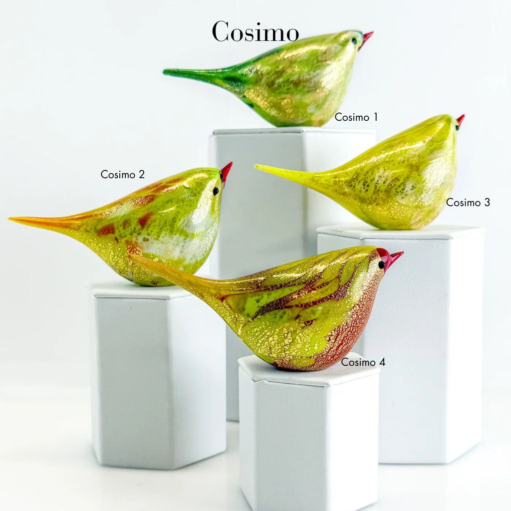 Murano Glass Chirpie Bird Figurine - Cosimo - Yellow, 24k gold - My Italian Decor