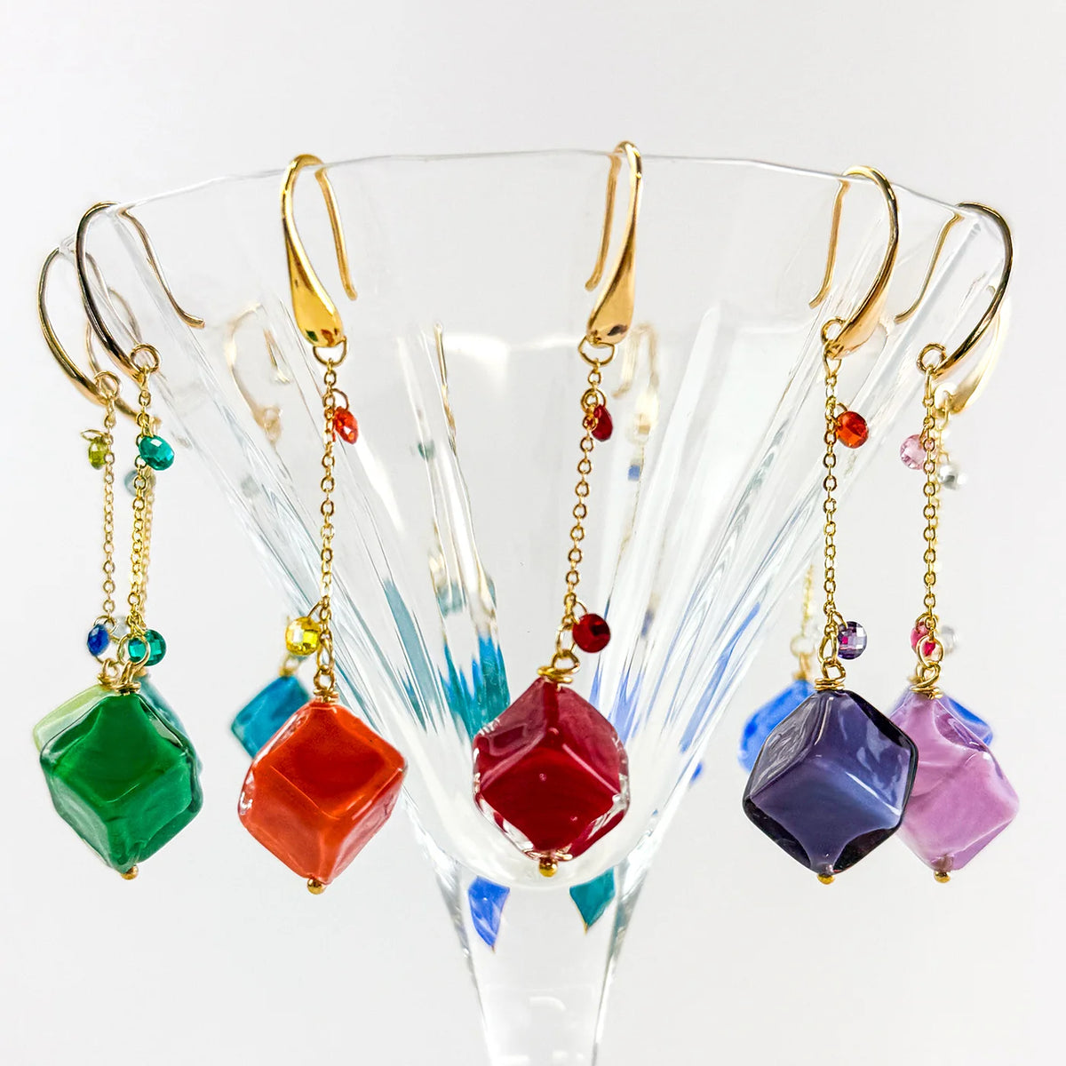 Delicate Chain Earrings, Dolce Bead, Murano Glass - My Italian Decor