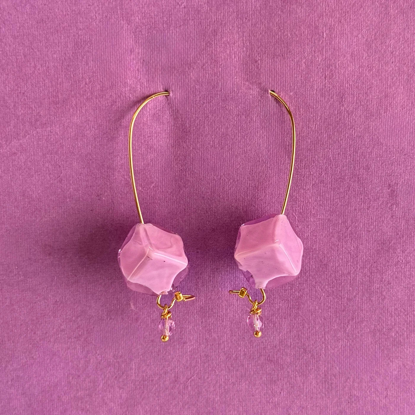 Gold Murano Glass Dolce Earrings by My Italian Decor featuring handcrafted Italian glass cubes.