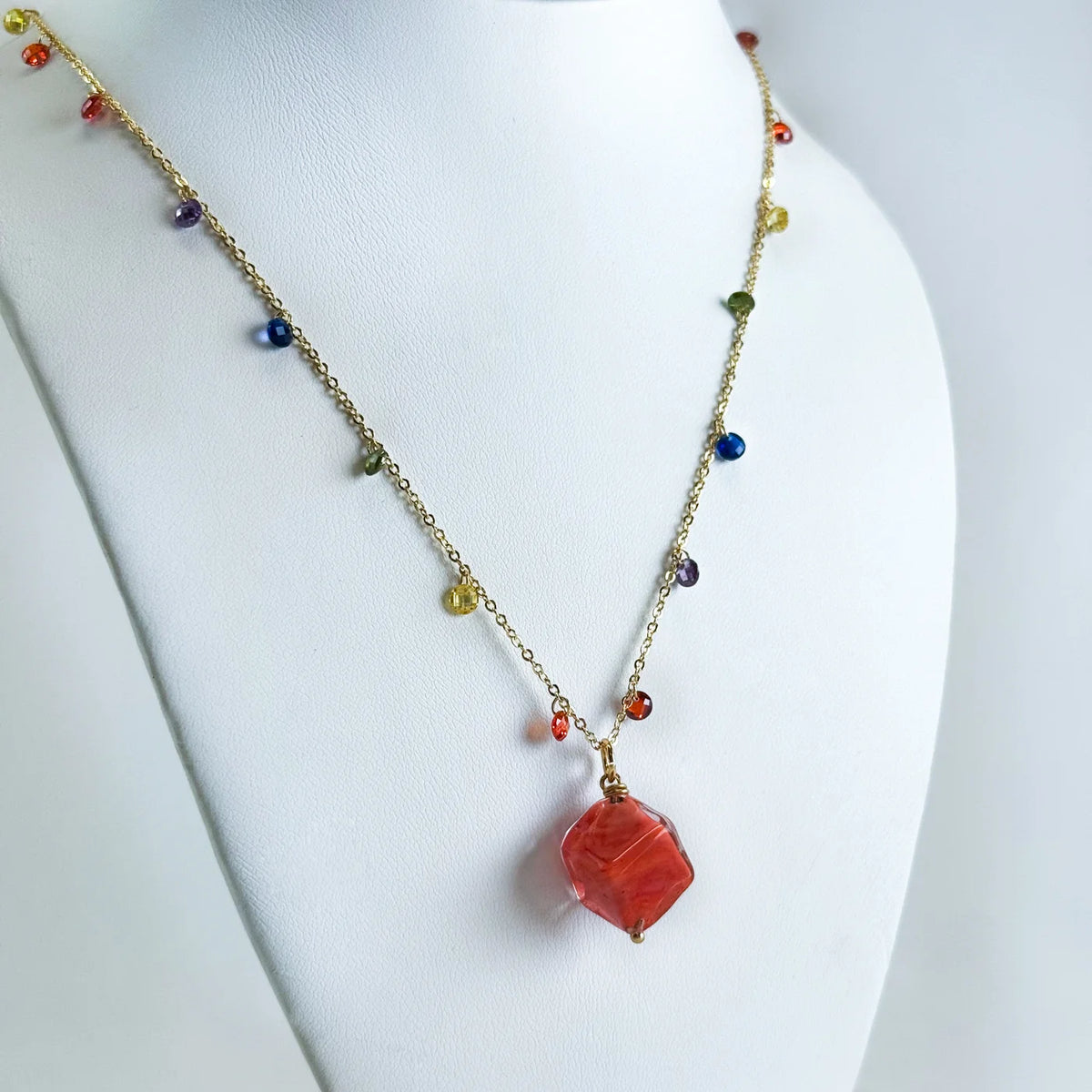 Handcrafted Murano Glass Dolce Necklace by My Italian Decor featuring colorful glass cubes on a delicate chain.