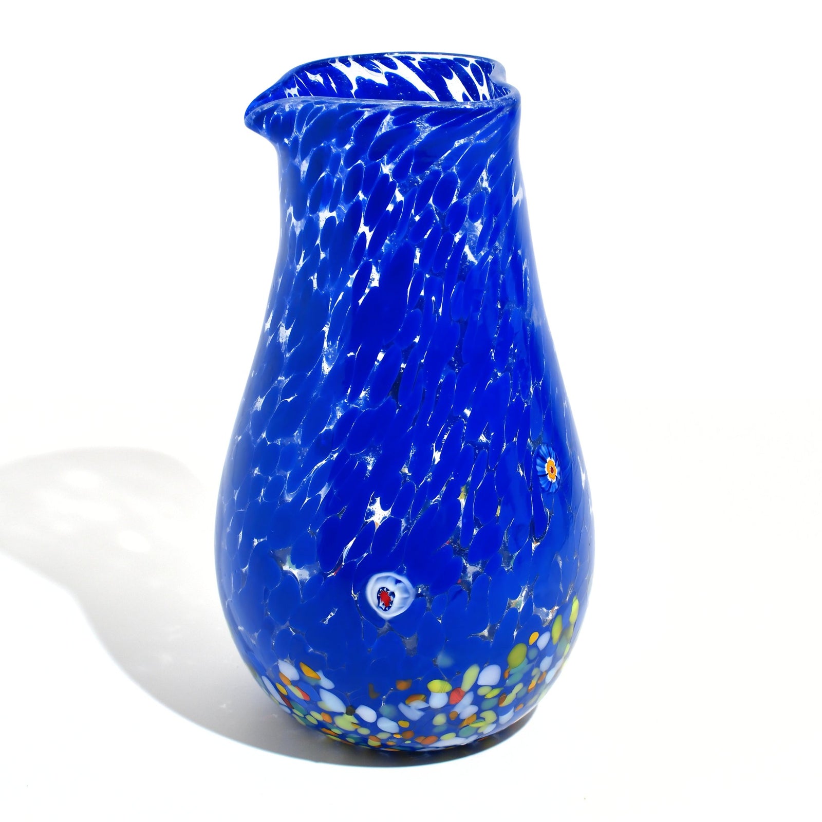 Murano Glass Drink Carafe Millefiori, Heart Shape, Made in Italy - My Italian Decor