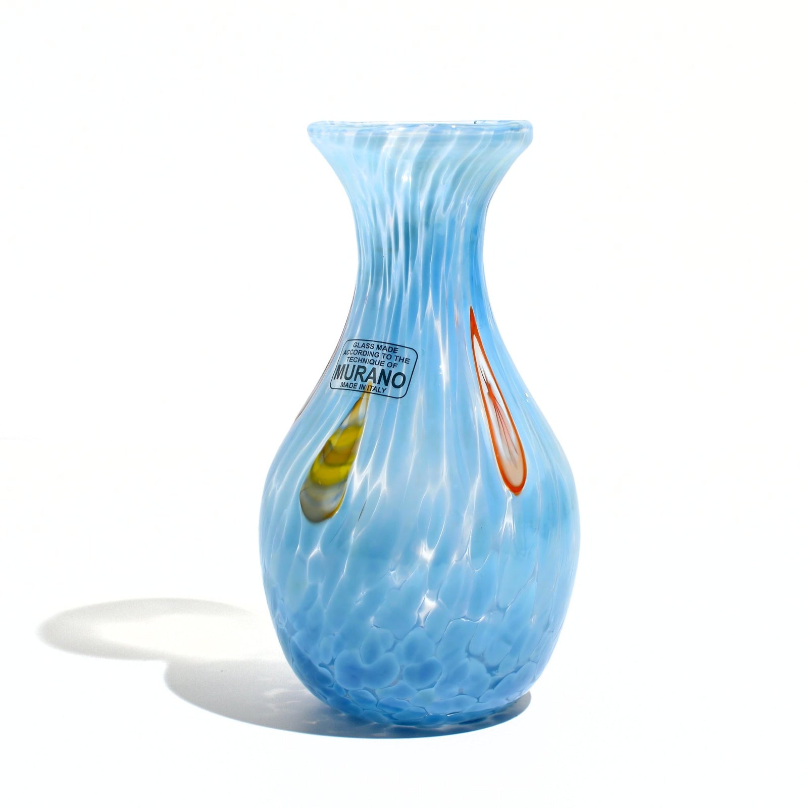 Murano glass Fiori small vase by My Italian Decor, handcrafted Italian vase with colorful floral design and clear glass finish.