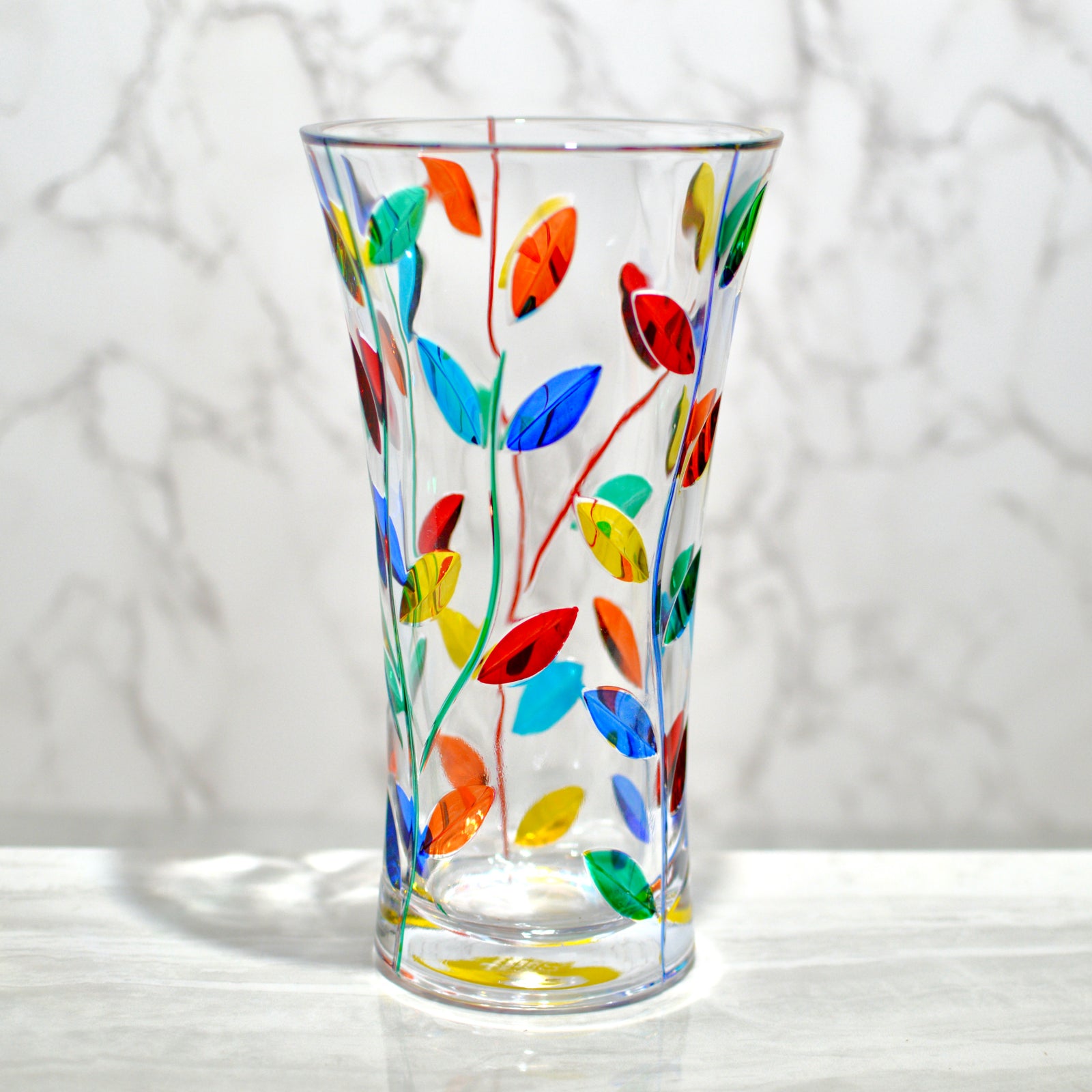 Flowervine - Tree of Life Vase 8.5", Small, Hand Painted Italian Crystal - My Italian Decor