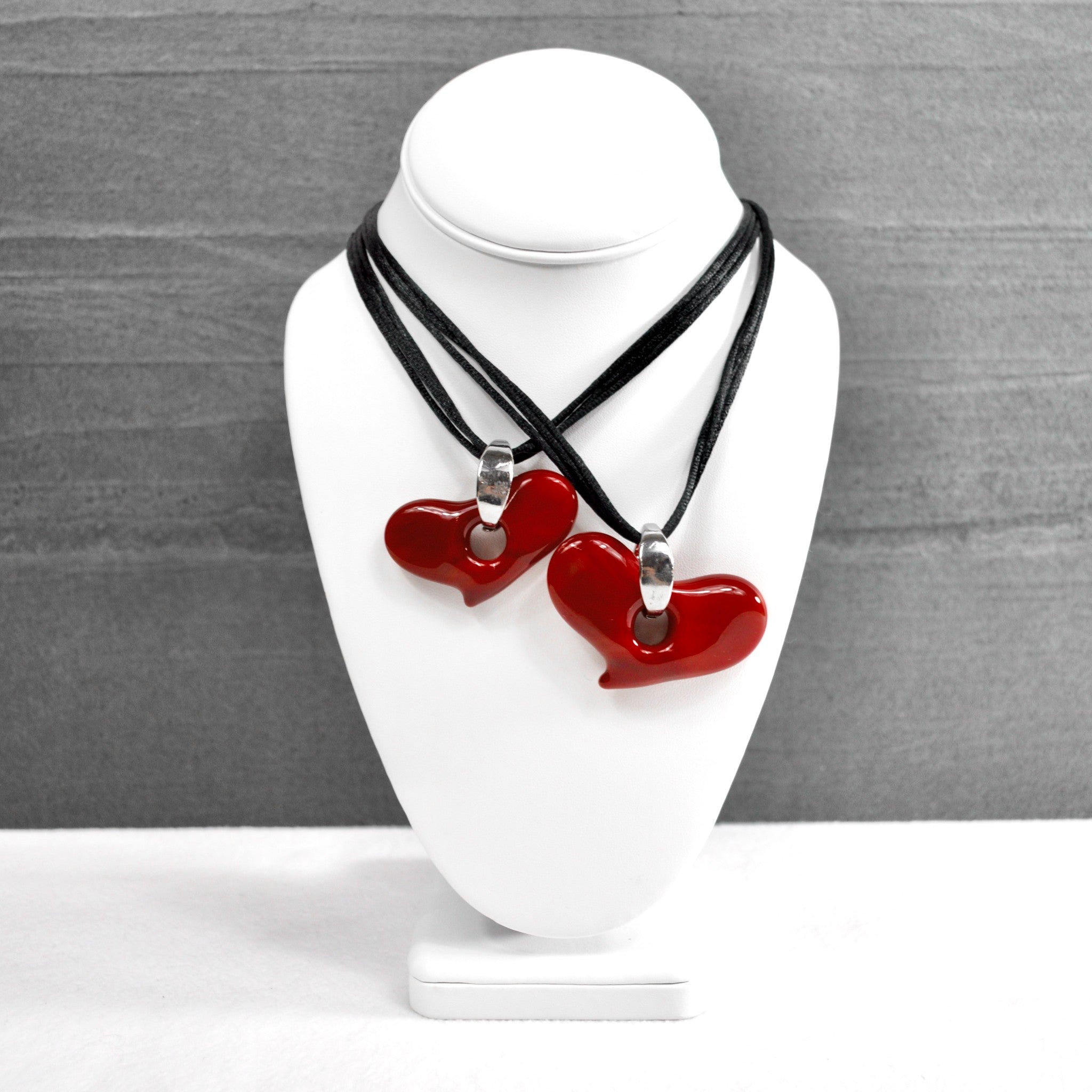 Murano Glass Solid Heart Pendant Necklace, Medium or Large, Made in Italy - My Italian Decor