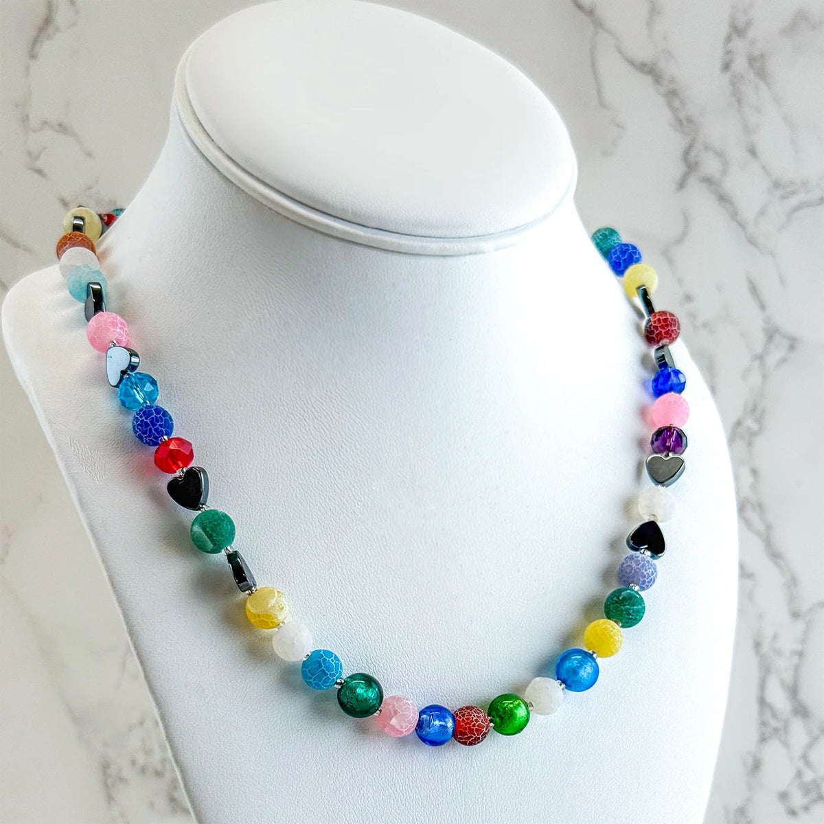 Colorful Beaded Necklace, Made in Murano, Italy
