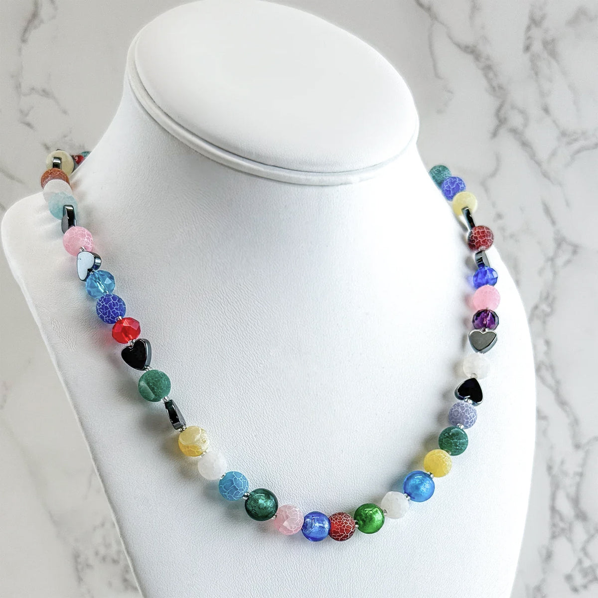Colorful Beaded Necklace, Made in Murano, Italy