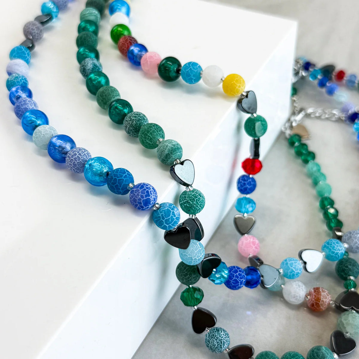 Colorful Beaded Necklace, Made in Murano, Italy