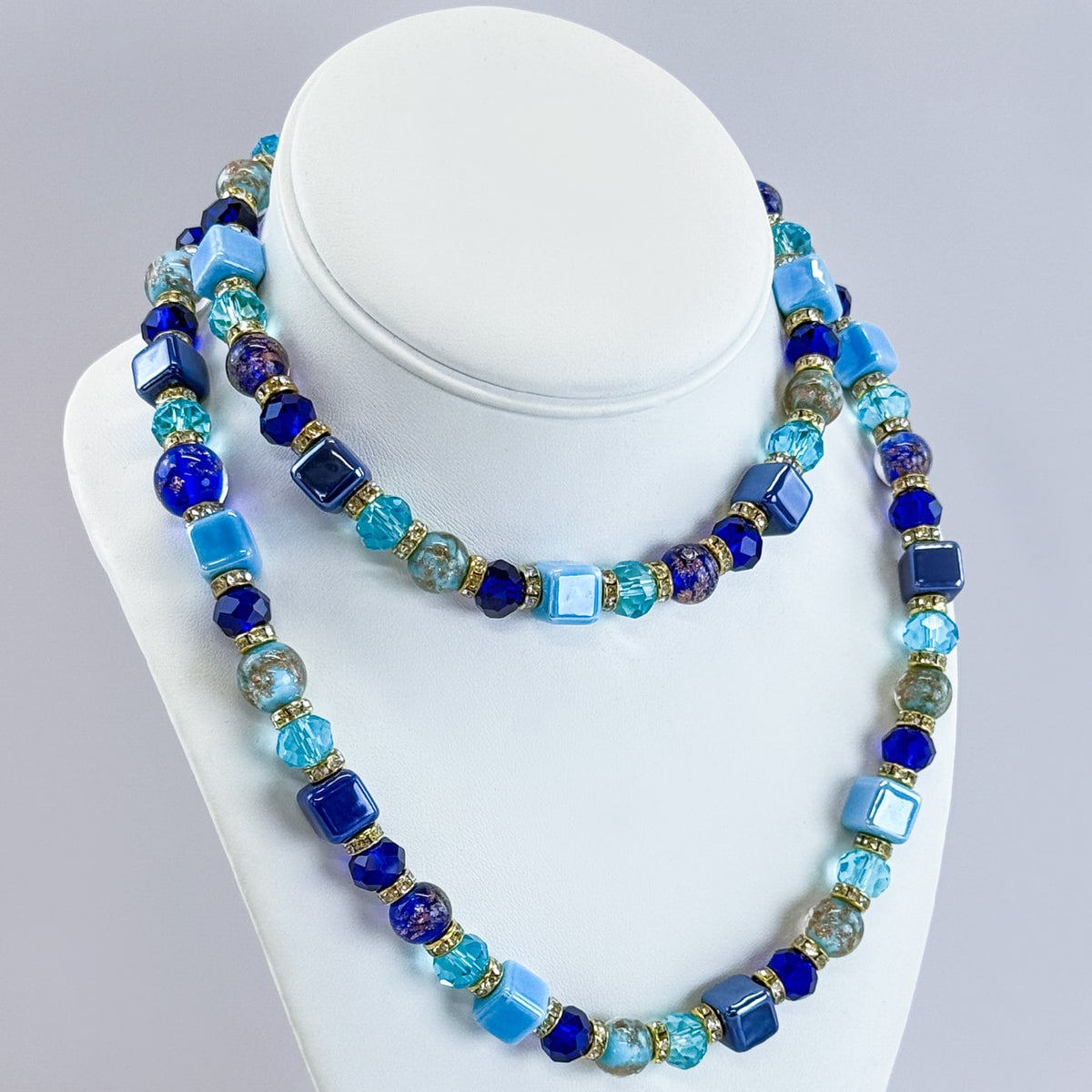 Blue Beaded Necklace / Bellagio  Bracelet - Made in Italy