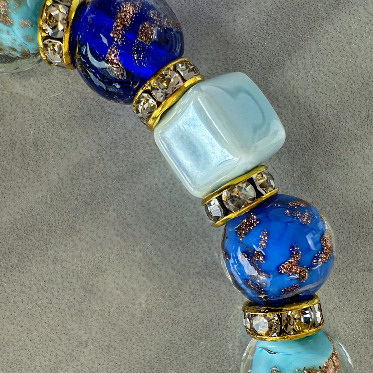 Blue Beaded Necklace / Bellagio  Bracelet - Made in Italy