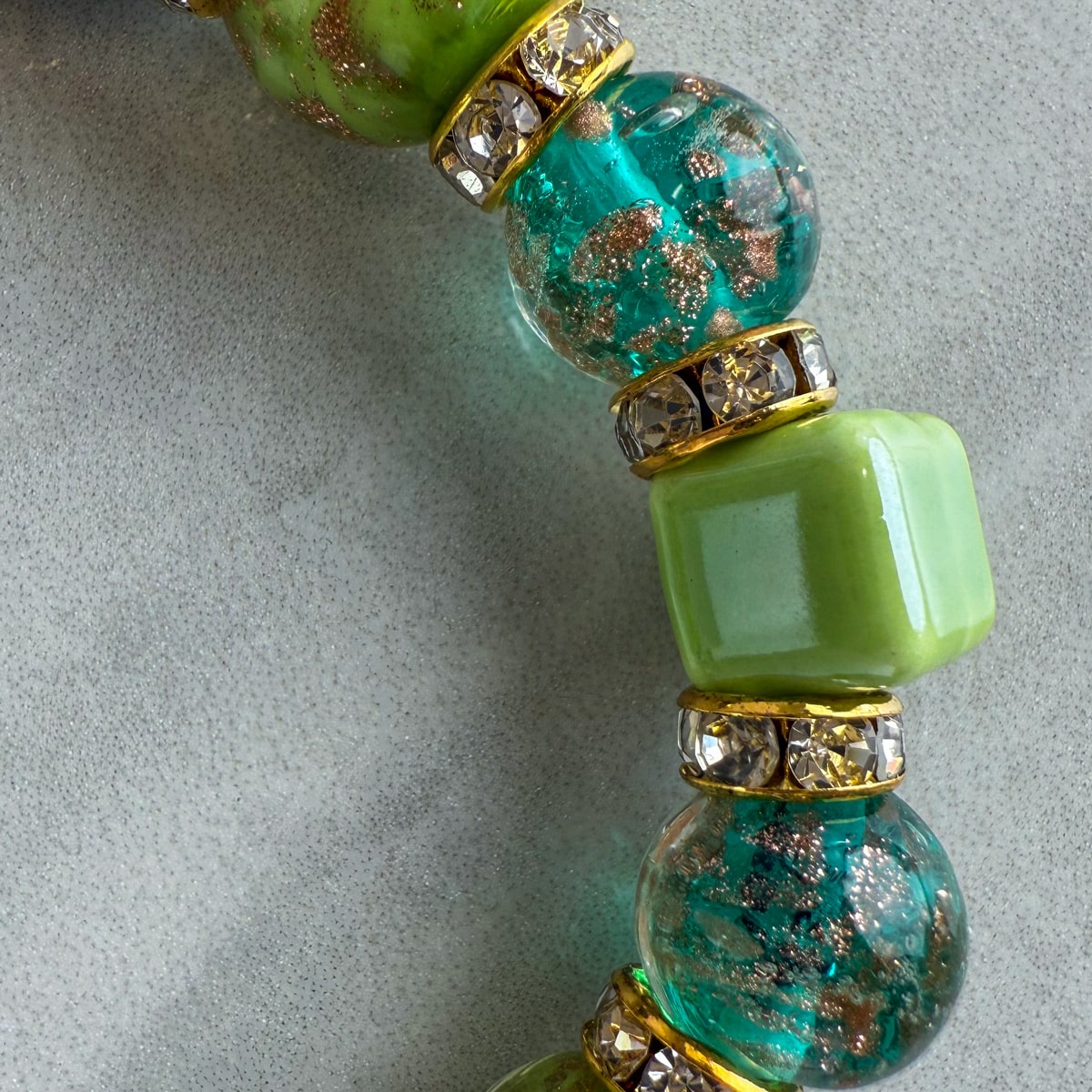 Green Beaded Necklace / Bellagio  Bracelet - Made in Italy