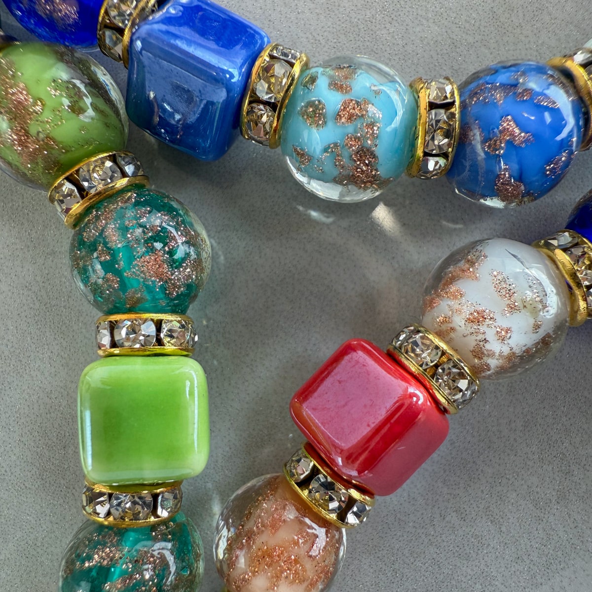 Multicolor Beaded Necklace / Bellagio  Bracelet - Made in Italy