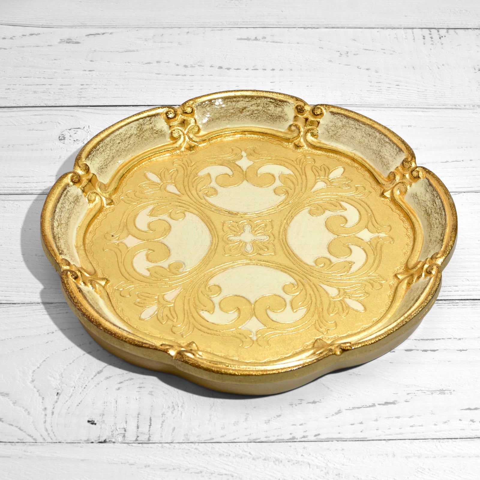 Florentine Carved Wood Round Deep Tray, Made in Italy - My Italian Decor