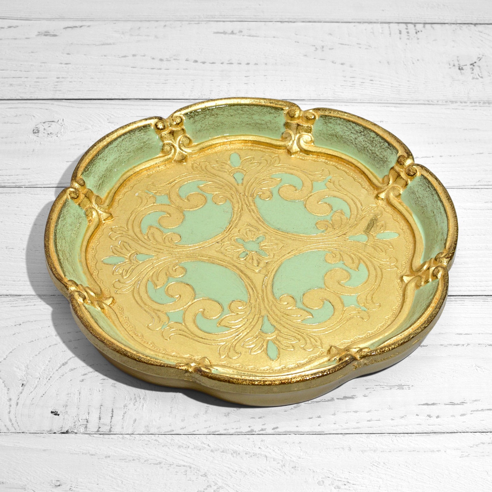 Florentine Carved Wood Round Deep Tray, Made in Italy - My Italian Decor