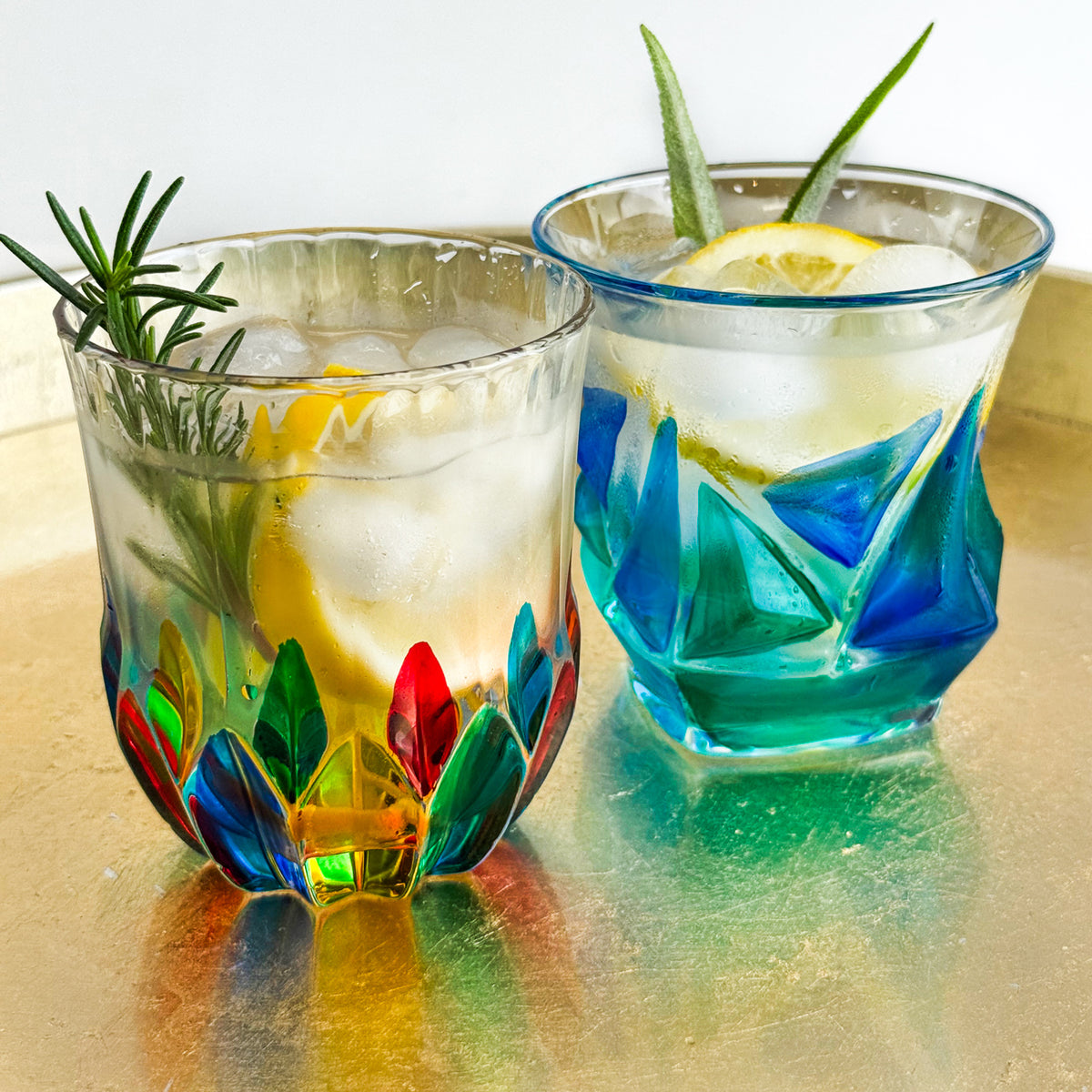 Italian Crystal Demi Swatch Short Drinking Glasses, Set of 2 - My Italian Decor