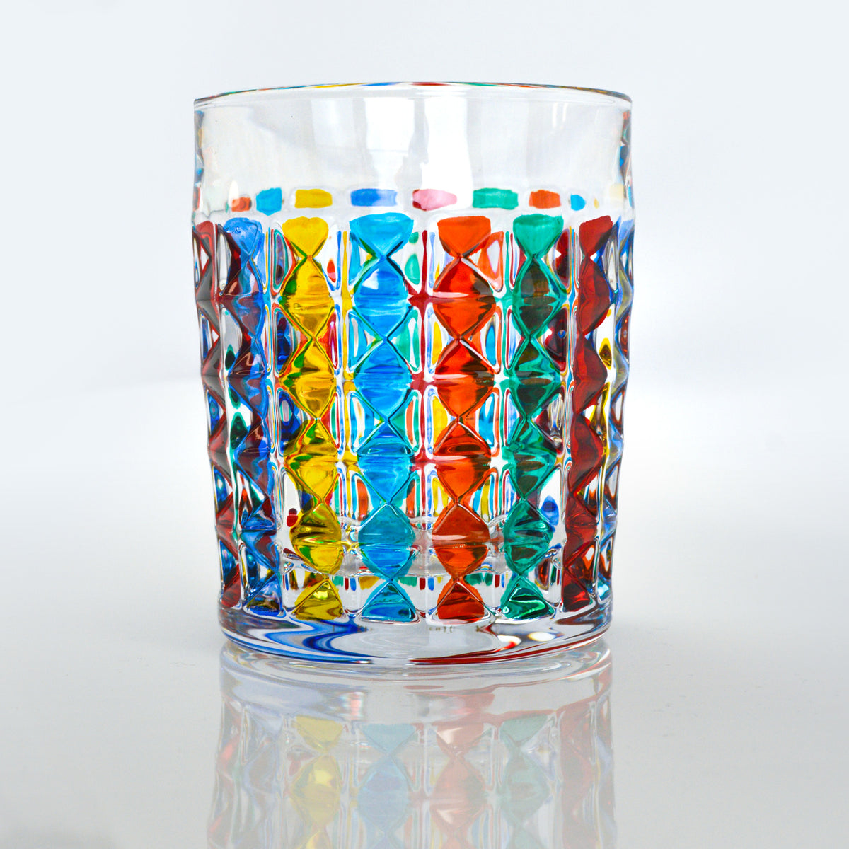 Set of 2 Crystal Drinking Glasses, Diamond design, Made in Italy - My Italian Decor