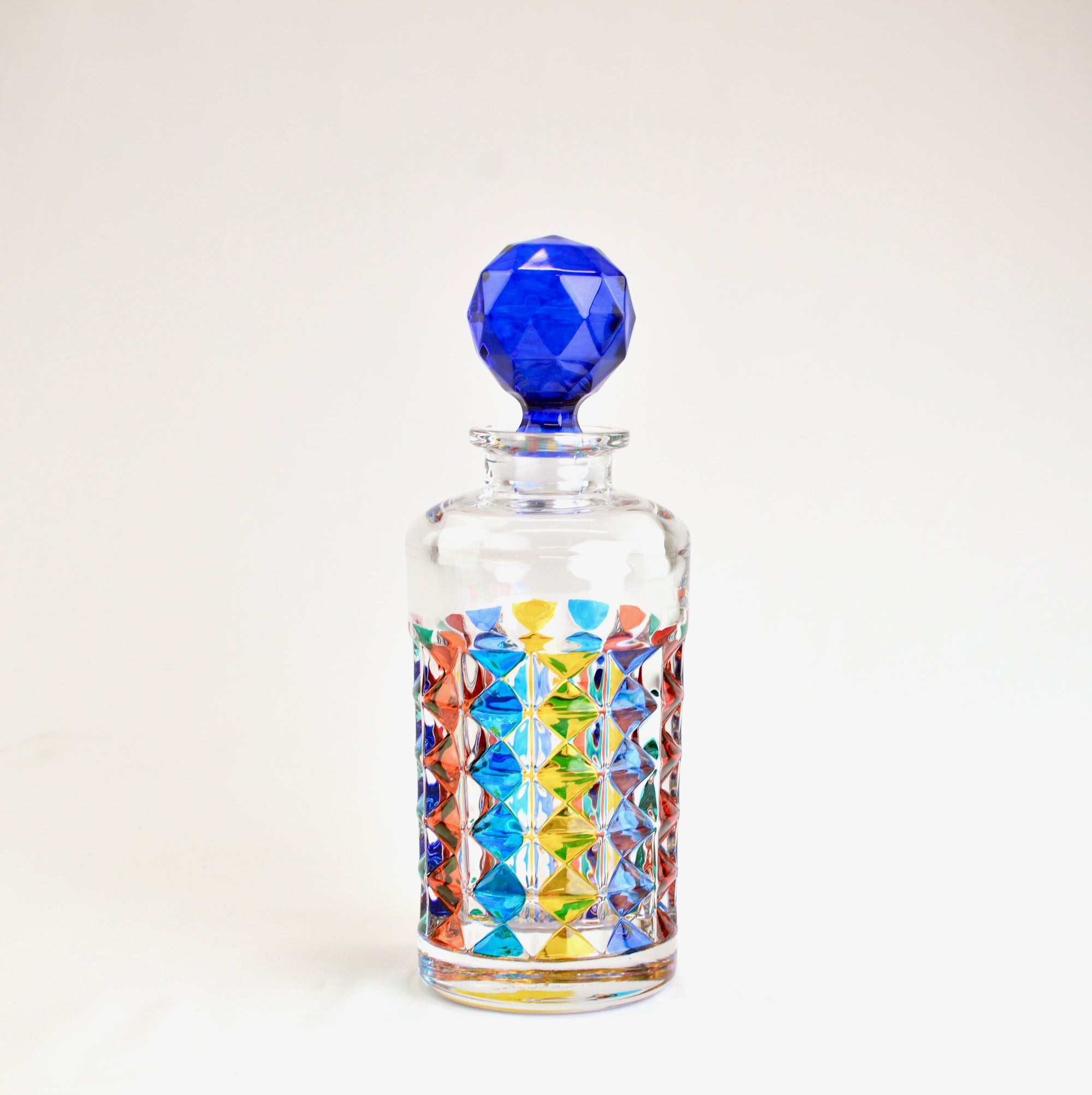 Diamond Italian Crystal Decanter, Hand-Painted, Made in Italy - My Italian Decor