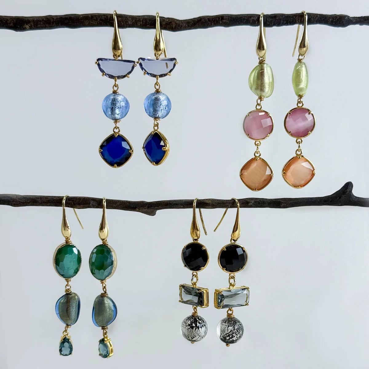 Artisan Murano Glass Geometric Drop Earrings - My Italian Decor