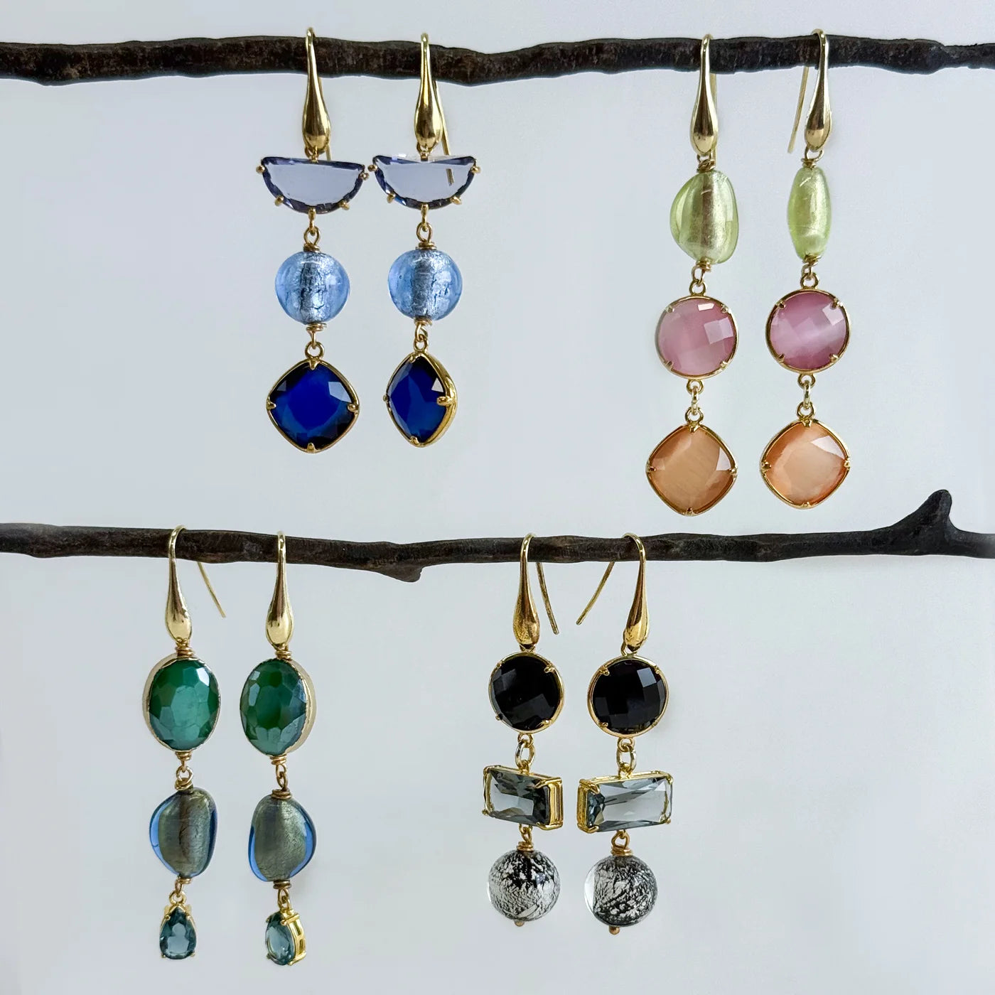 Artisan Murano Glass Geometric Drop Earrings - My Italian Decor