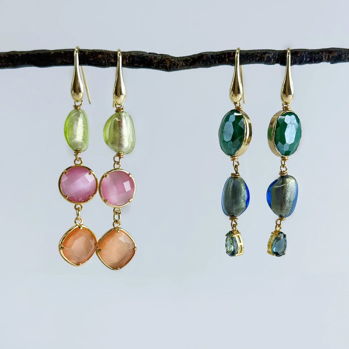 Artisan Murano Glass Geometric Drop Earrings - My Italian Decor