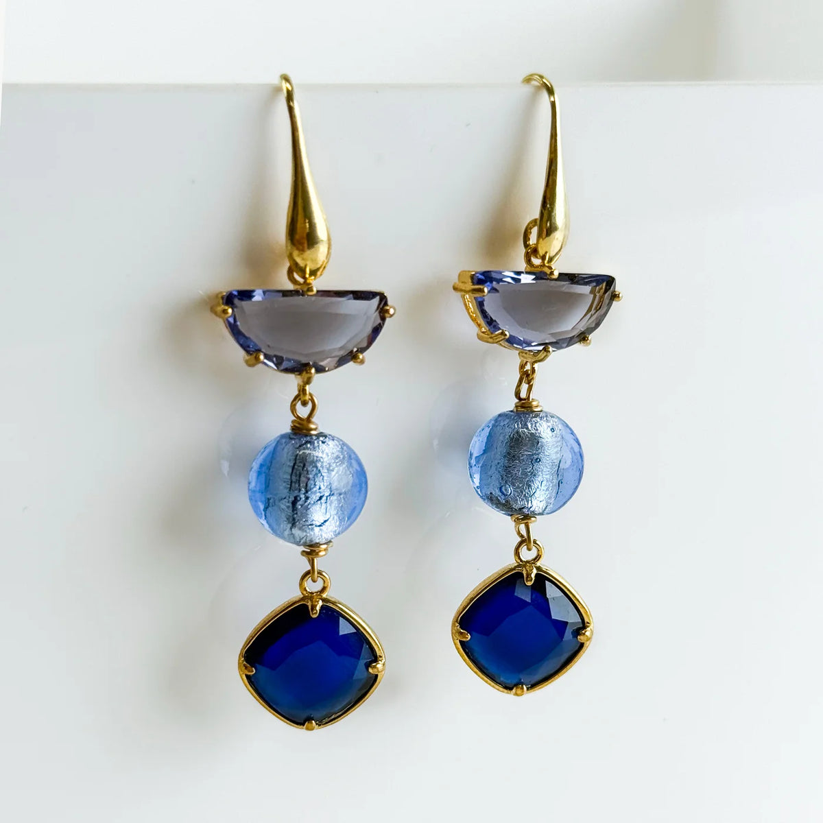 Artisan Murano Glass Geometric Drop Earrings - My Italian Decor