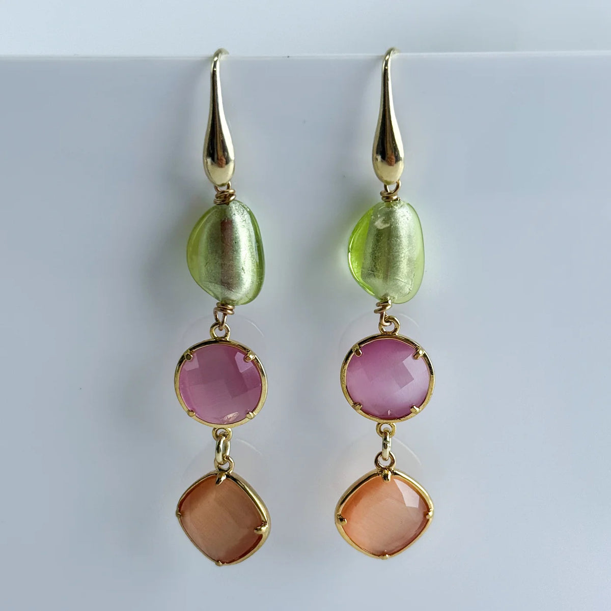 Artisan Murano Glass Geometric Drop Earrings - My Italian Decor