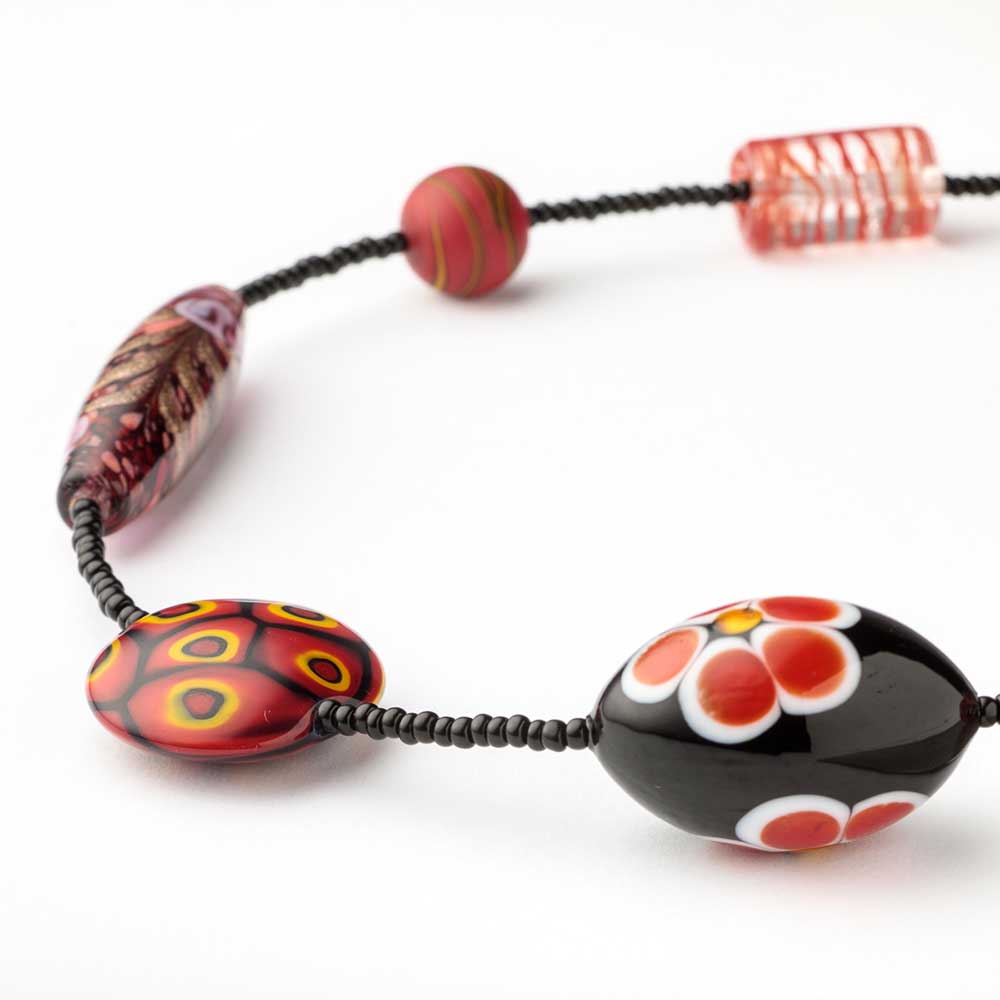 Colorful Murano glass bead necklace by My Italian Decor, featuring vibrant beads from the 9th Heaven collection.