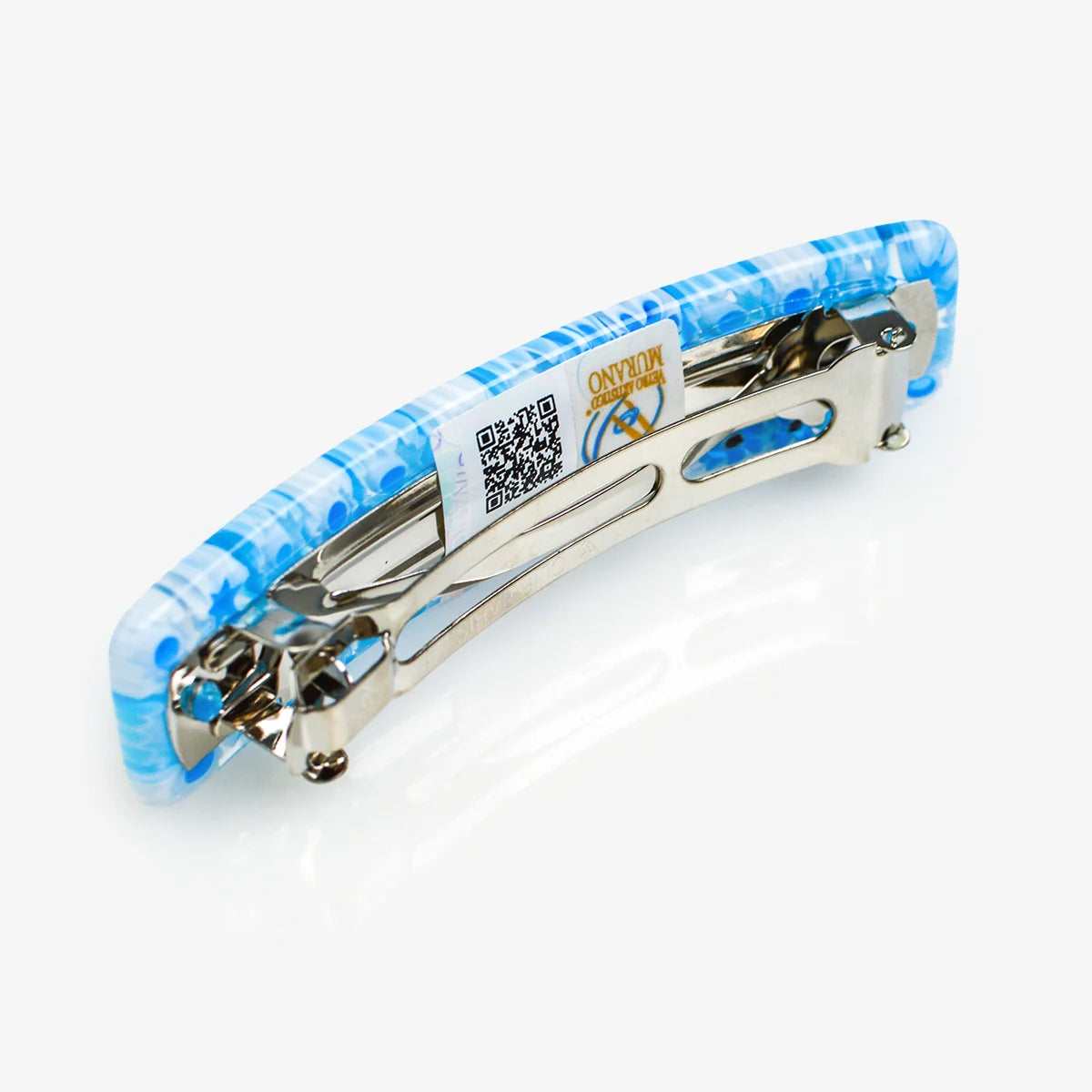 Colorful Millefiori Murano glass barrettes by My Italian Decor, featuring intricate floral patterns and vibrant glass designs.