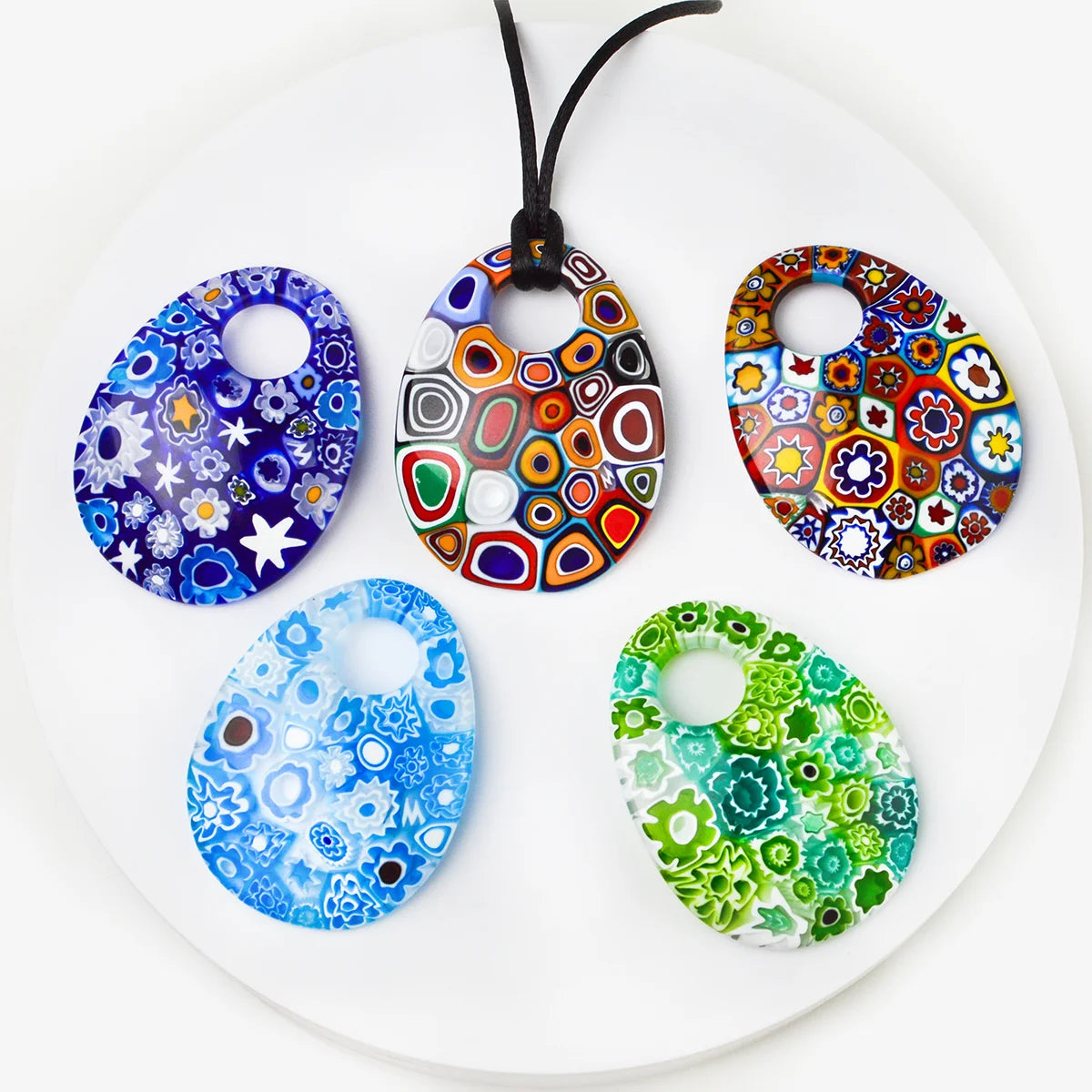 Large Oval Millefiori Pendant - Made by Ercole Moretti