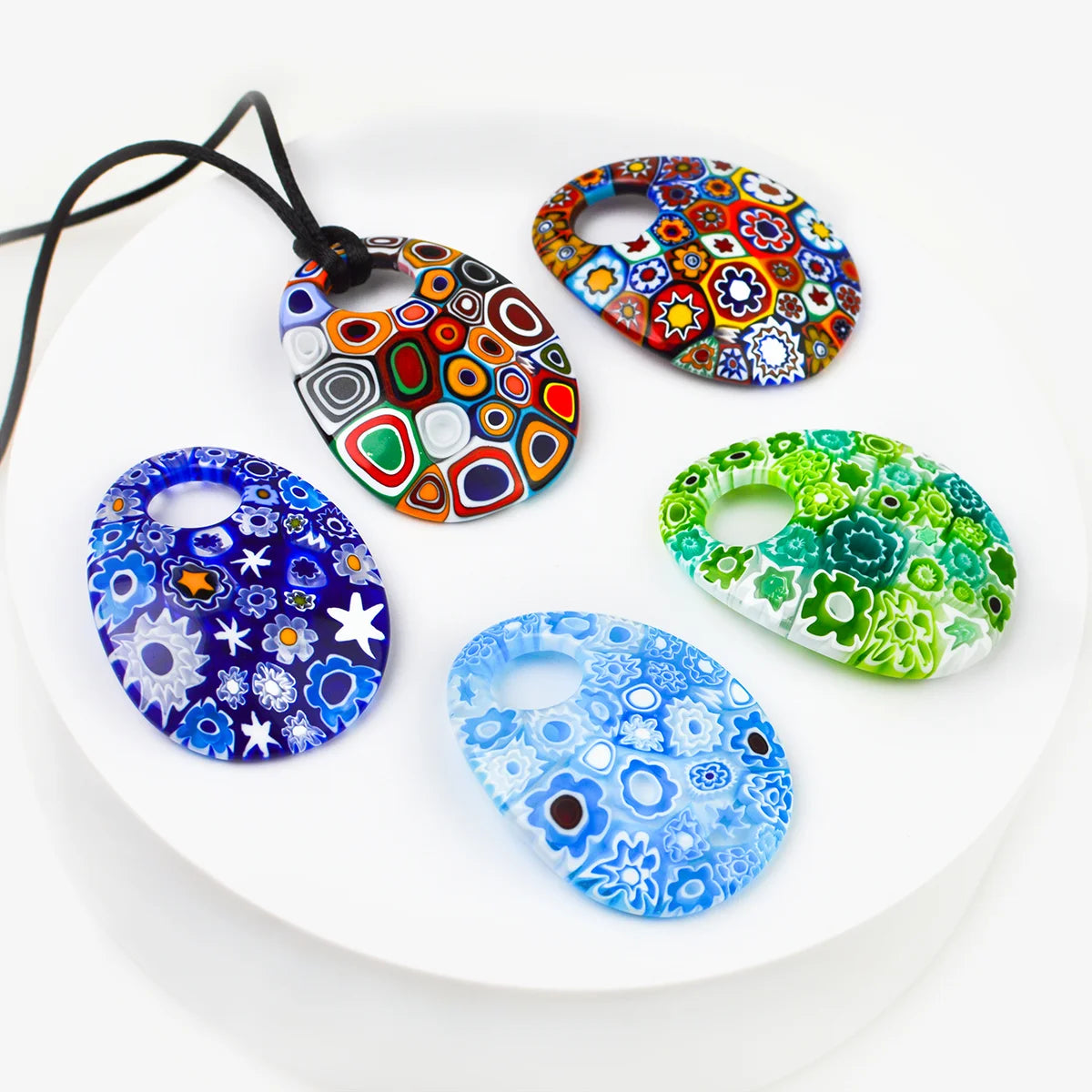 Large Oval Millefiori Pendant - Made by Ercole Moretti