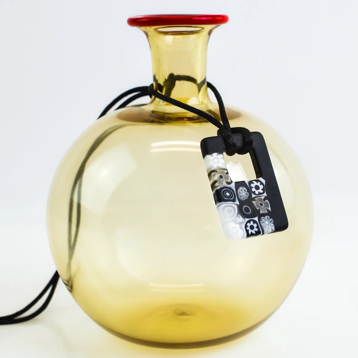Rectangular Black & Millefiori Pendant