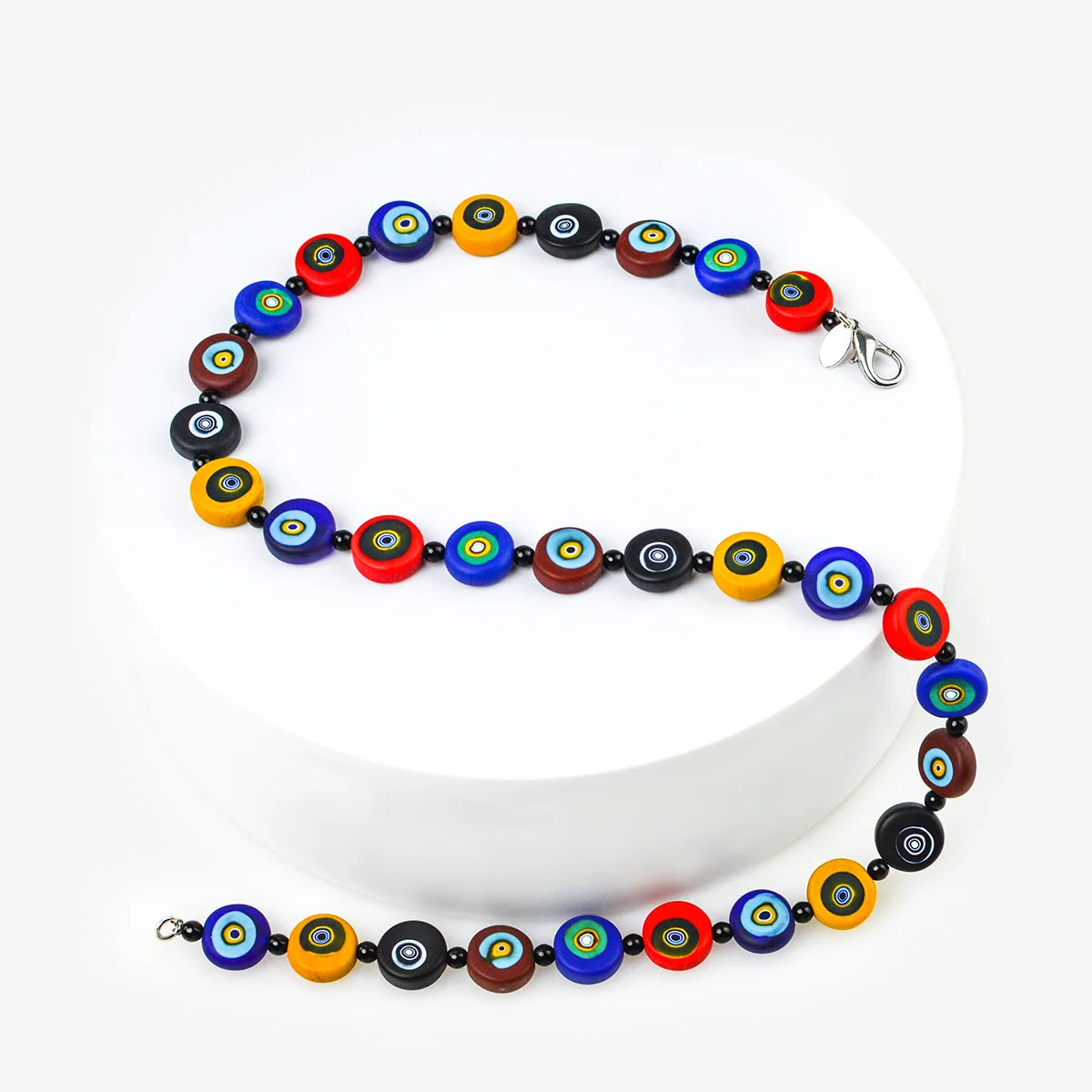 Flat Bead Millefiori Necklace