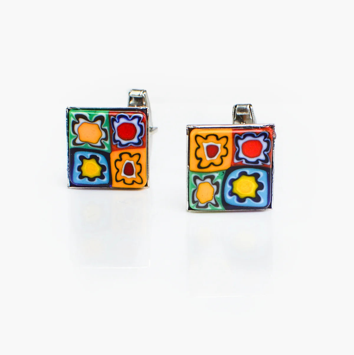 Elegant Murano glass cufflinks by My Italian Decor featuring vibrant, handcrafted glass designs for men's accessories.