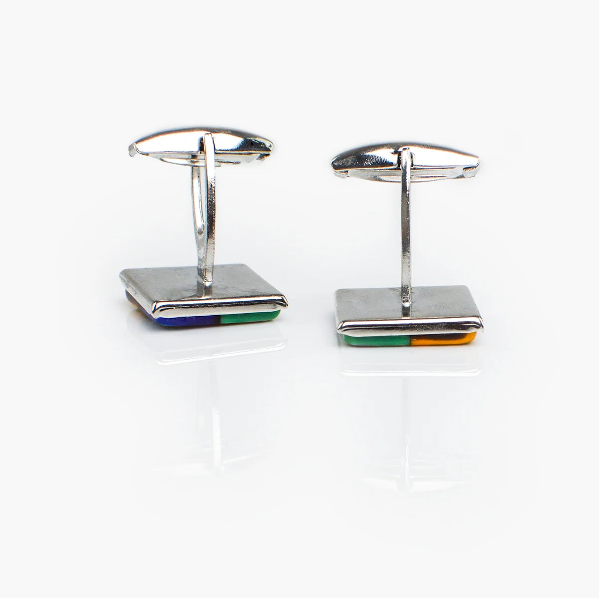 Murano glass cufflinks by My Italian Decor featuring vibrant, handcrafted glass with silver-tone hardware for men's accessories.