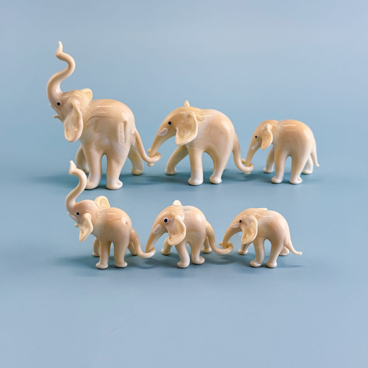 Murano Glass Elephant Family, Set of 3, Handcrafted In Italy