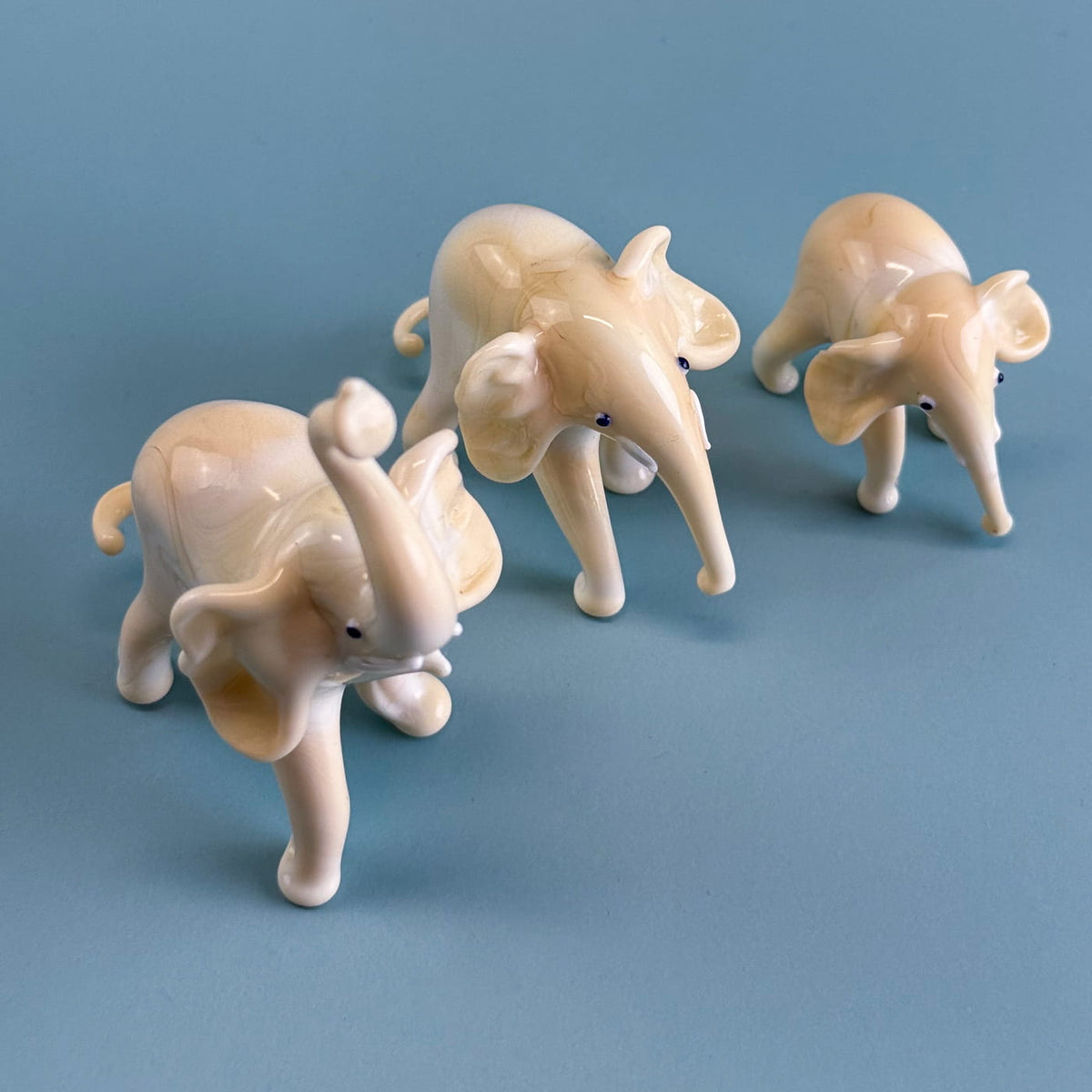 Murano Glass Elephant Family, Set of 3, Handcrafted In Italy
