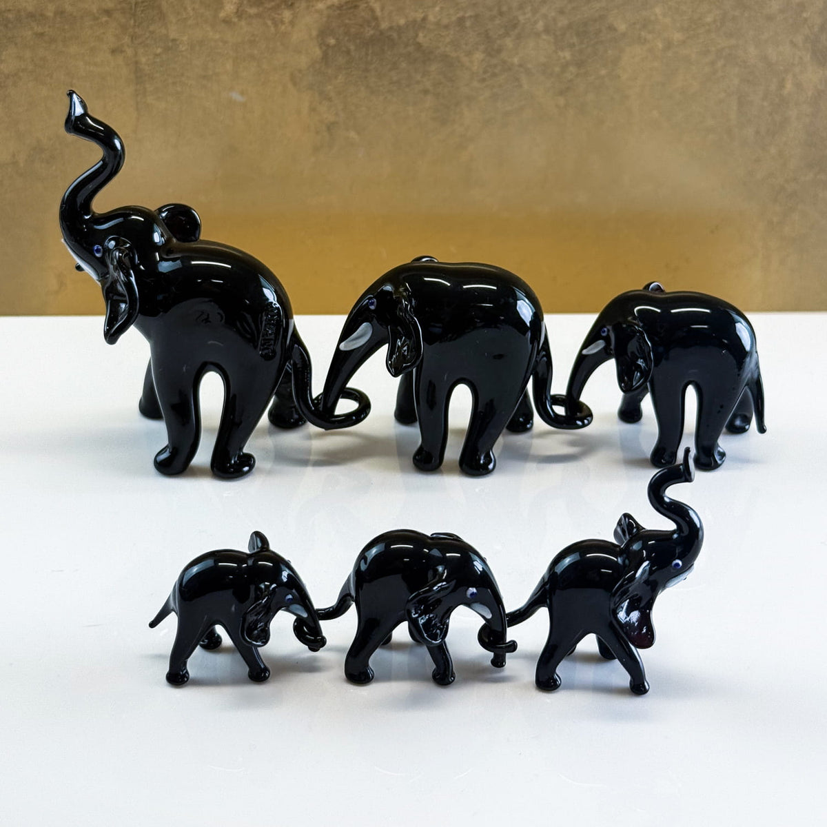 Murano Glass Elephant Family, Set of 3, Handcrafted In Italy