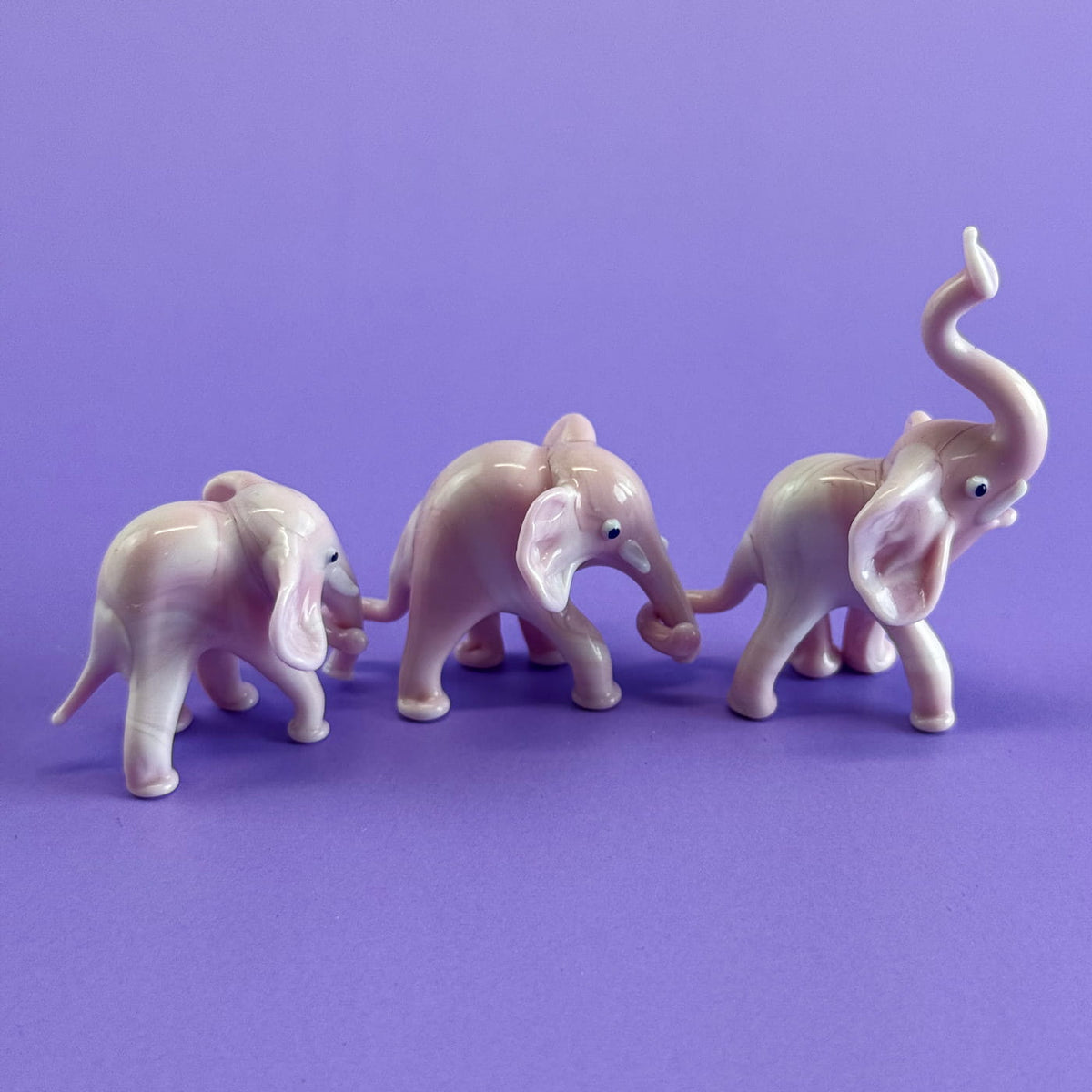 Murano Glass Elephant Family, Set of 3, Handcrafted In Italy