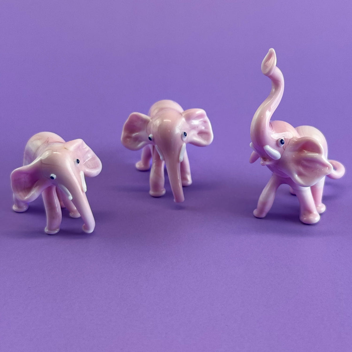 Murano Glass Elephant Family, Set of 3, Handcrafted In Italy