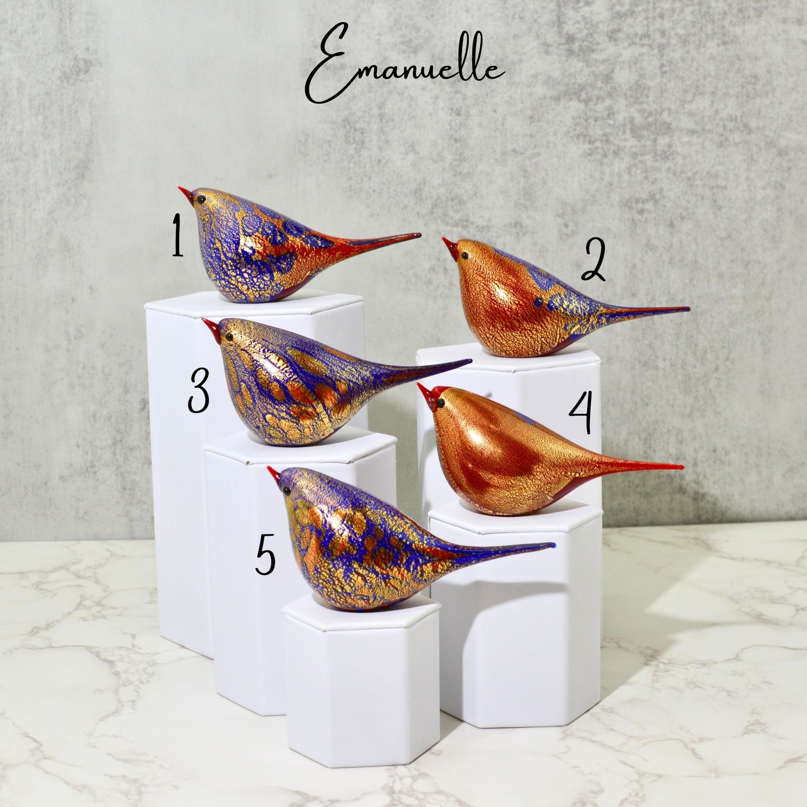 Murano Glass Emanuelle Chirpie Bird, Cobalt Blue & Red, Made in Italy - My Italian Decor