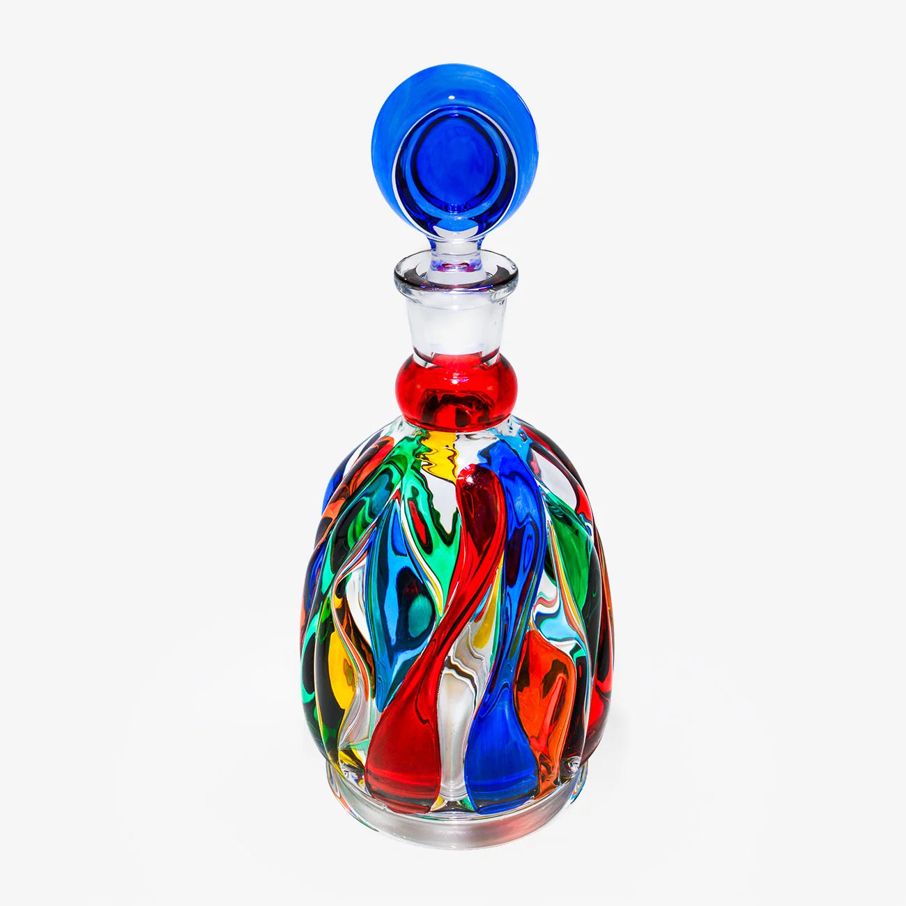Hand-painted Italian crystal Jazz Round Decanter with elegant design, made in Italy, for stylish wine serving by MyItalianDecor.