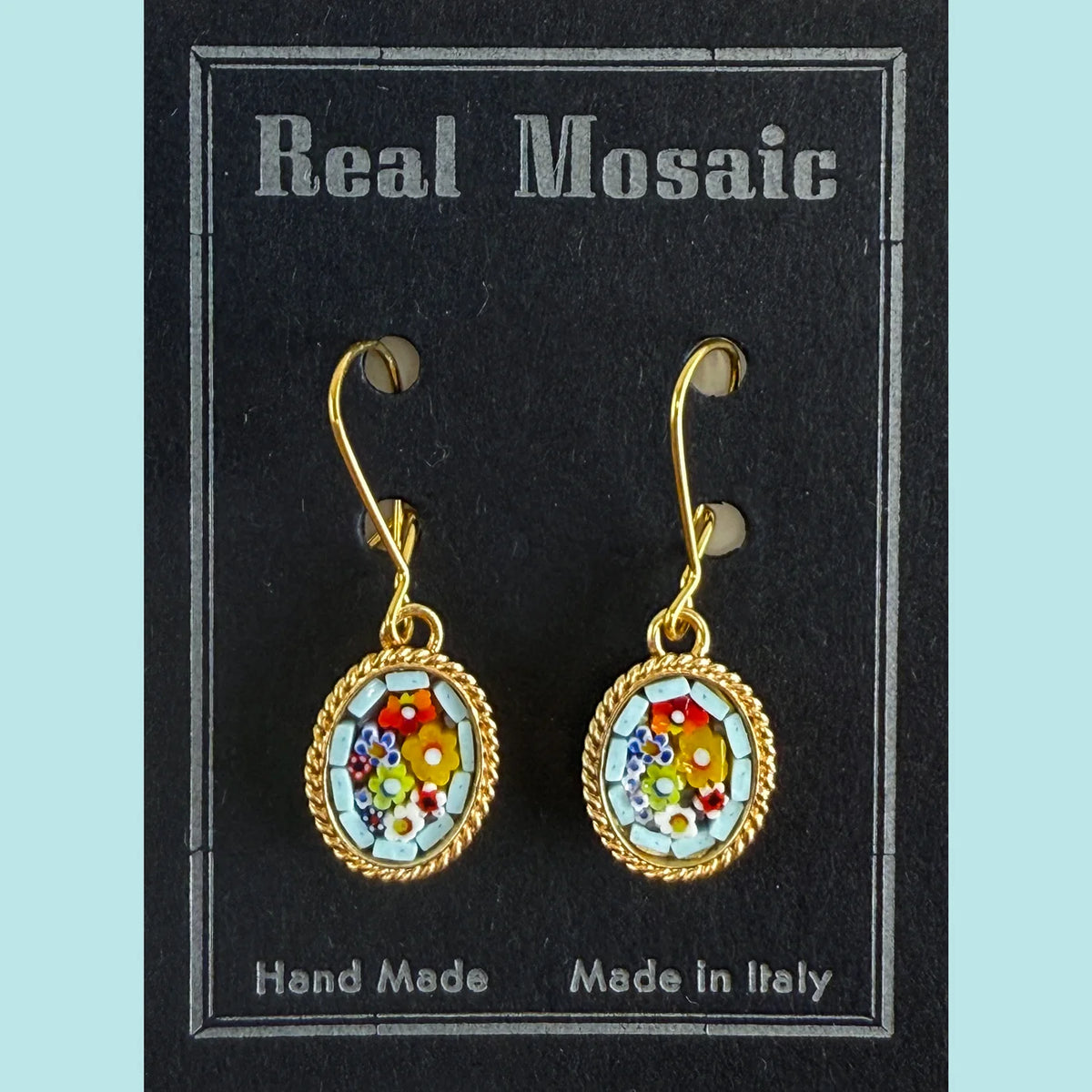 Florentine Micro Mosaic Earrings, Small Oval, Made in Italy - My Italian Decor