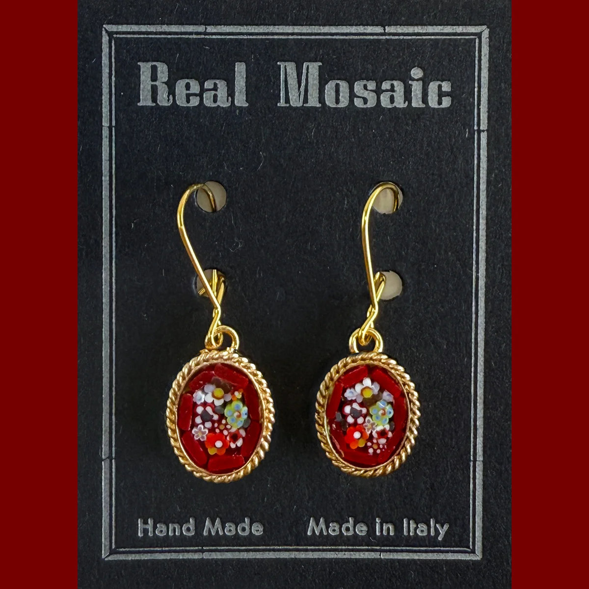 Florentine Micro Mosaic Earrings, Small Oval, Made in Italy - My Italian Decor