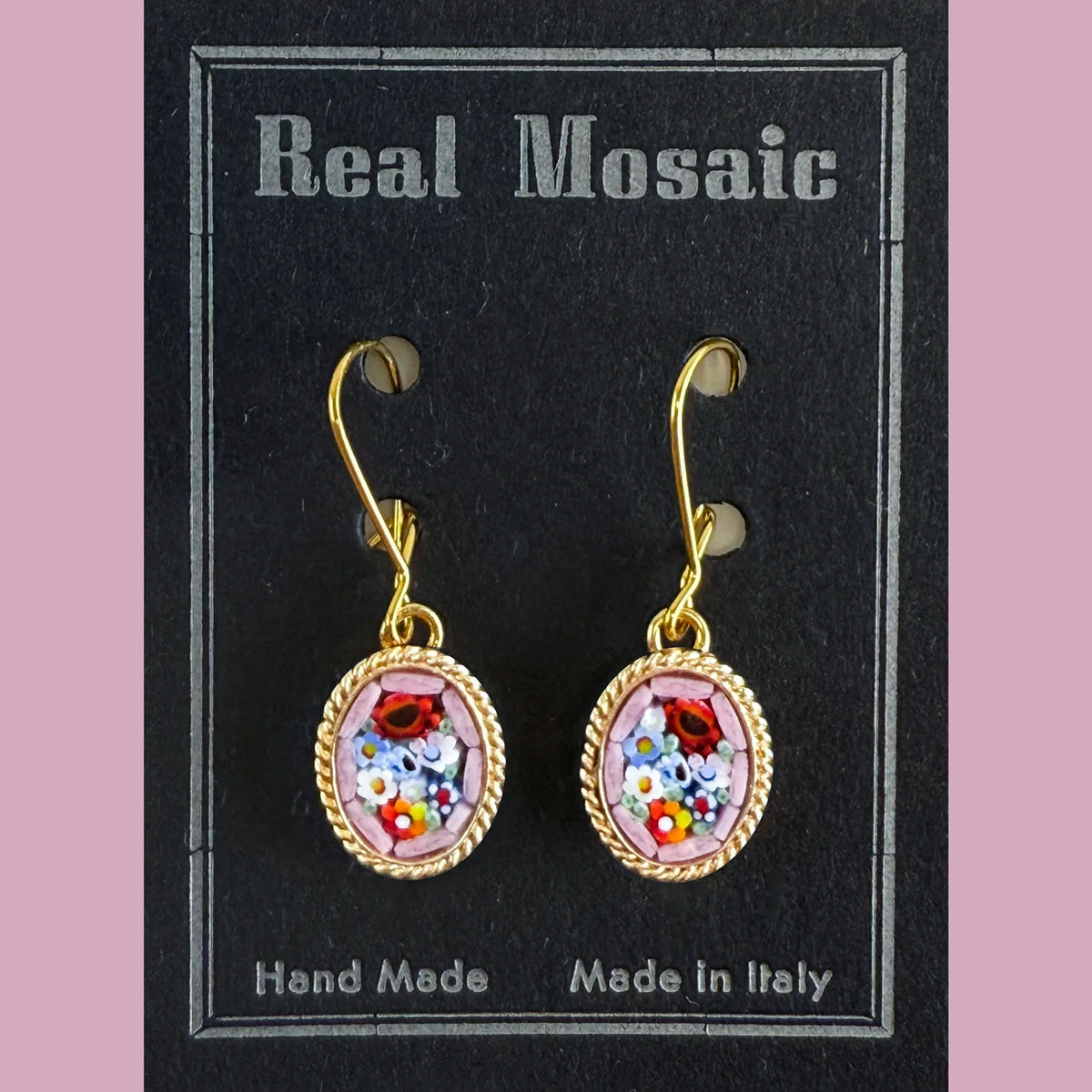 Florentine Micro Mosaic Earrings, Small Oval, Made in Italy - My Italian Decor