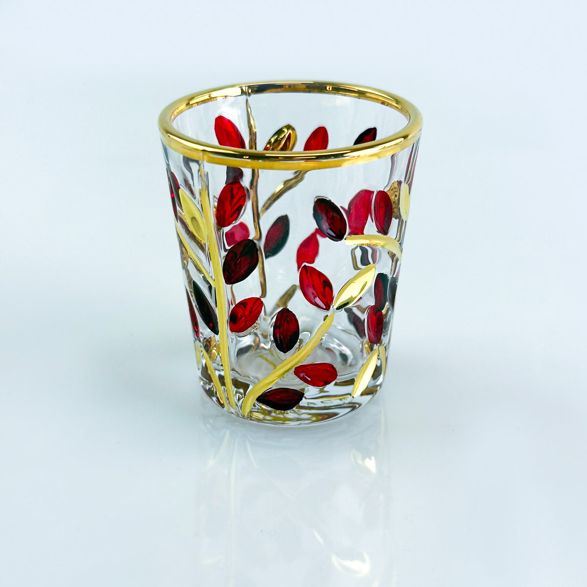 Set of 6 Shot Glasses in Red, Platinum &amp; Gold Shot, Flowervine