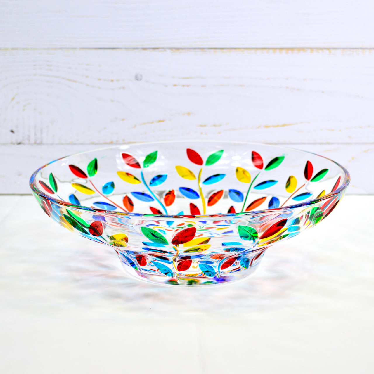 Flowervine Decorative Glass Centerpiece Bowl, Hand Painted, Made ...