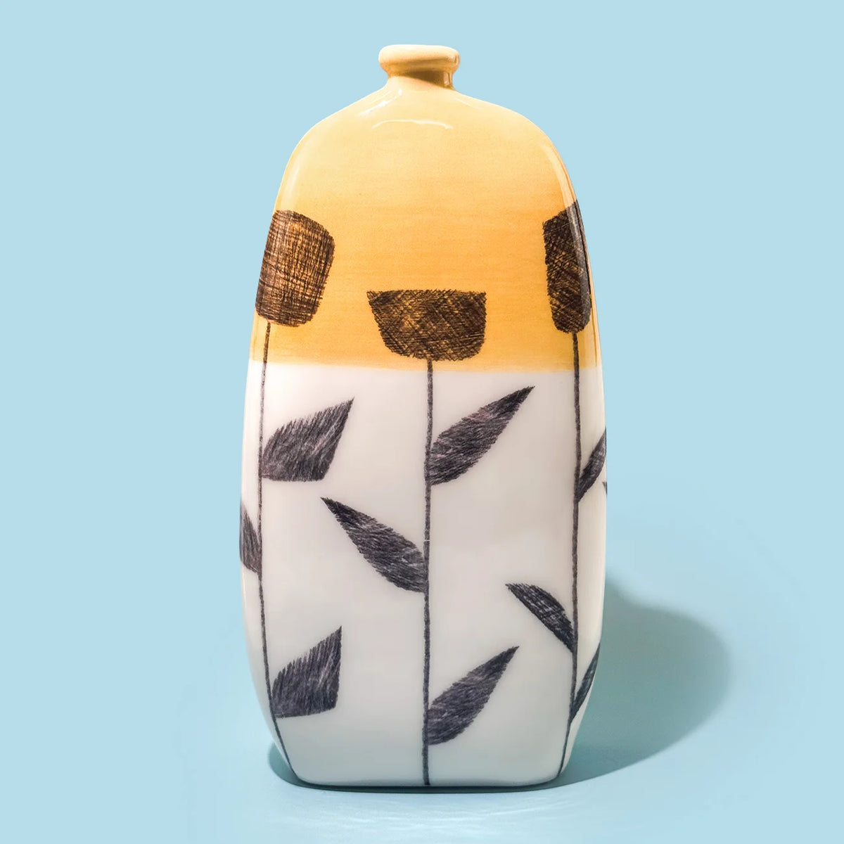 Hand-Painted Fables Ceramic Bottle Vases, Made in Naples